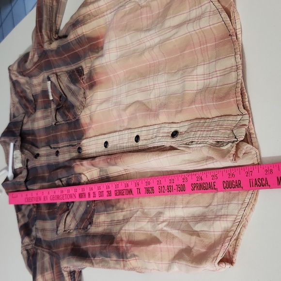 Lucky Brand Mens Size M Snap Shirt LS Bleach Dipped Distentive Western - Picture 5 of 8